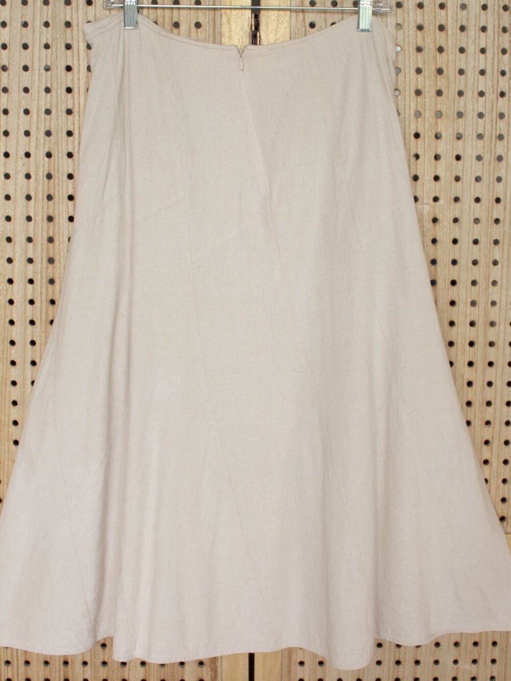 Christopher & Banks Womens SIZE 14‎ Linen Blend Midi Skirt Beige A-Line - Picture 3 of 8